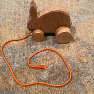 Grimm’s Natural Wood Bunny Pull Toy with Orange String